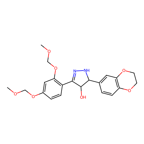 3-[2,4-bis(methoxymethoxy)phenyl]-5-(2,3-dihydro-1,4-benzodioxin-6-yl)-4,5-dihydro-1H-pyrazol-4-ol structure