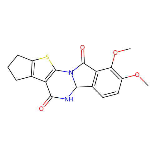 1,2-dimethoxy-4b,5,8,9-tetrahydro-7H-cyclopenta[4',5']thieno[3',2':5,6]pyrimido[2,1-a]isoindole-6,12-dione structure