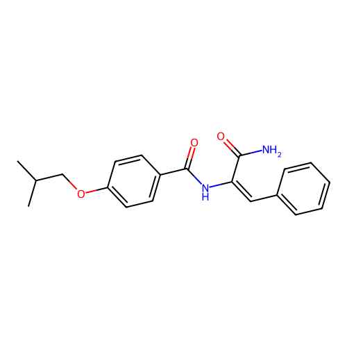 (E)-N-(3-amino-3-oxo-1-phenylprop-1-en-2-yl)-4-isobutoxybenzamide structure