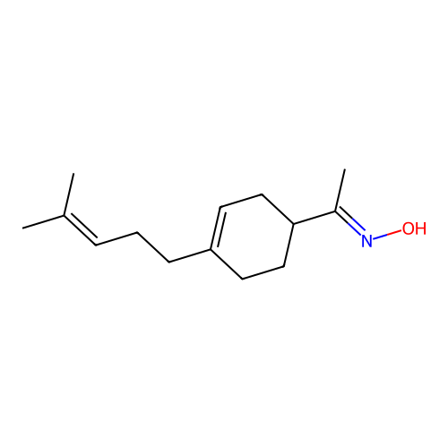 (E)-1-(4-(4-methylpent-3-en-1-yl)cyclohex-3-en-1-yl)ethanone oxime structure