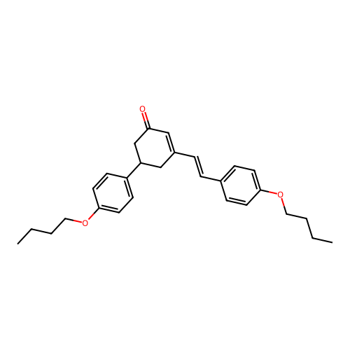 5-(4-butoxyphenyl)-3-[(E)-2-(4-butoxyphenyl)ethenyl]cyclohex-2-en-1-one structure