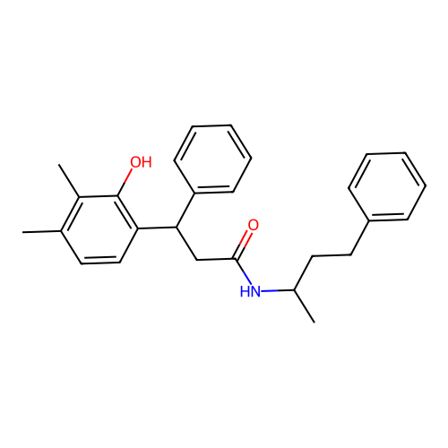 3-(2-hydroxy-3,4-dimethylphenyl)-3-phenyl-N-(4-phenylbutan-2-yl)propanamide structure