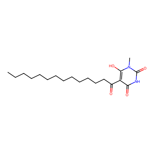 6-hydroxy-1-methyl-5-tetradecanoylpyrimidine-2,4(1H,3H)-dione structure