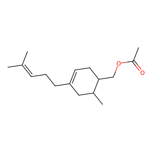 (6-Methyl-4-(4-methylpent-3-en-1-yl)cyclohex-3-en-1-yl)methyl acetate structure