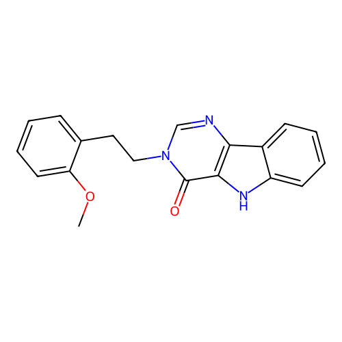 3-(2-methoxyphenethyl)-3H-pyrimido[5,4-b]indol-4(5H)-one structure