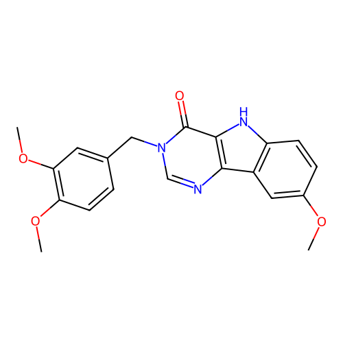 3-(3,4-dimethoxybenzyl)-8-methoxy-3H-pyrimido[5,4-b]indol-4(5H)-one structure