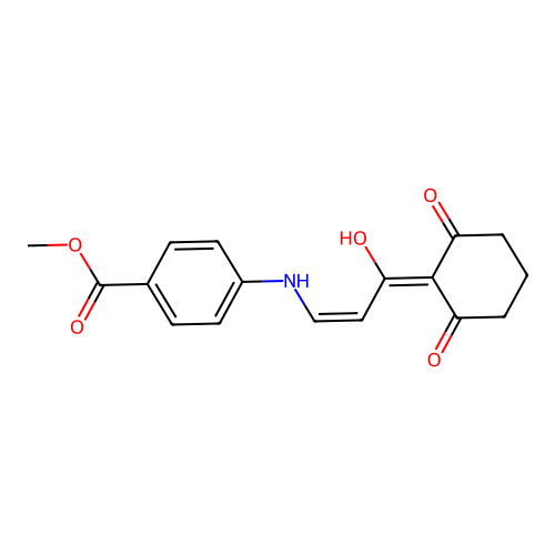 (Z)-methyl 4-((3-(2-hydroxy-6-oxocyclohex-1-en-1-yl)-3-oxoprop-1-en-1-yl)amino)benzoate structure