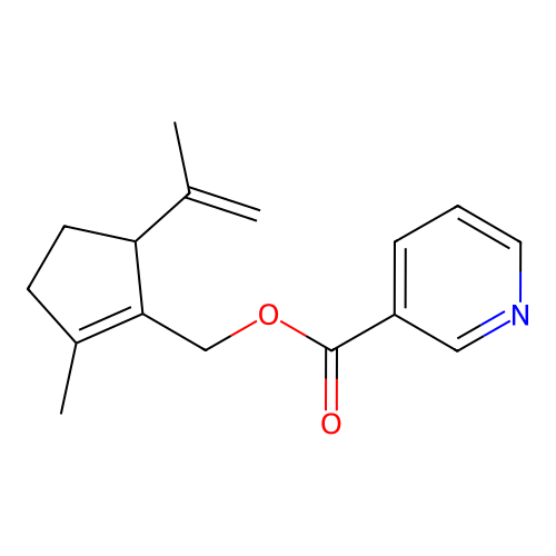 (2-methyl-5-(prop-1-en-2-yl)cyclopent-1-en-1-yl)methyl nicotinate structure