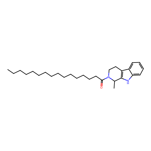 1-(1-methyl-1,3,4,9-tetrahydro-2H-beta-carbolin-2-yl)hexadecan-1-one structure
