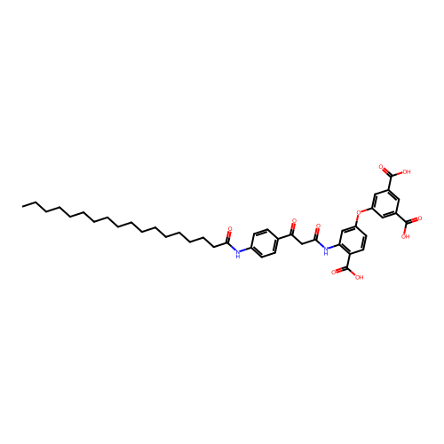 5-(4-carboxy-3-(3-oxo-3-(4-stearamidophenyl)propanamido)phenoxy)isophthalic acid structure