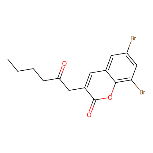6,8-dibromo-3-(2-oxohexyl)-2H-chromen-2-one structure