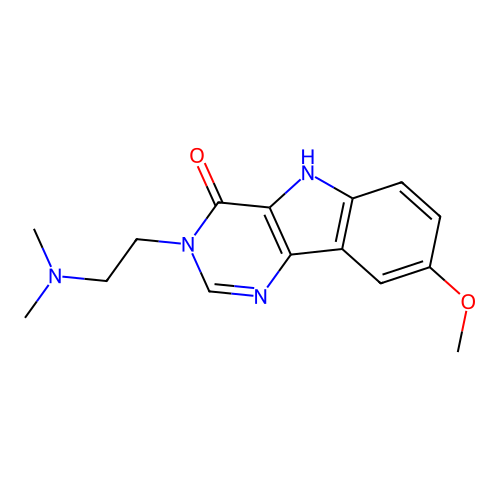 3-(2-(dimethylamino)ethyl)-8-methoxy-3H-pyrimido[5,4-b]indol-4(5H)-one structure