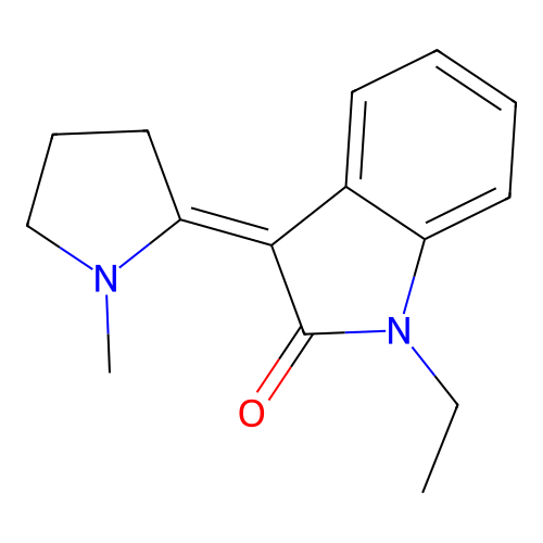 1-Ethyl-3-(1-methyl-2-pyrrolidinylidene)-1,3-dihydro-2H-indol-2-one structure