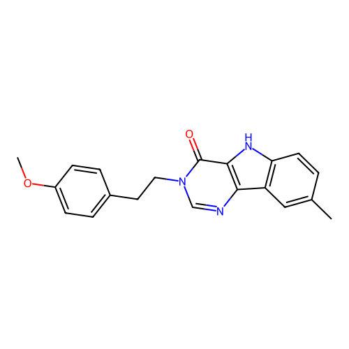 3-(4-methoxyphenethyl)-8-methyl-3H-pyrimido[5,4-b]indol-4(5H)-one structure