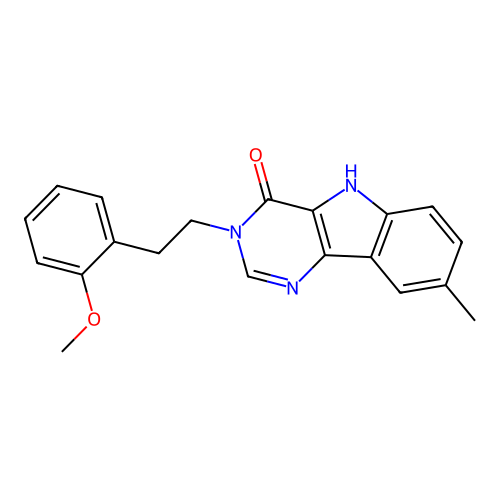 3-(2-methoxyphenethyl)-8-methyl-3H-pyrimido[5,4-b]indol-4(5H)-one structure