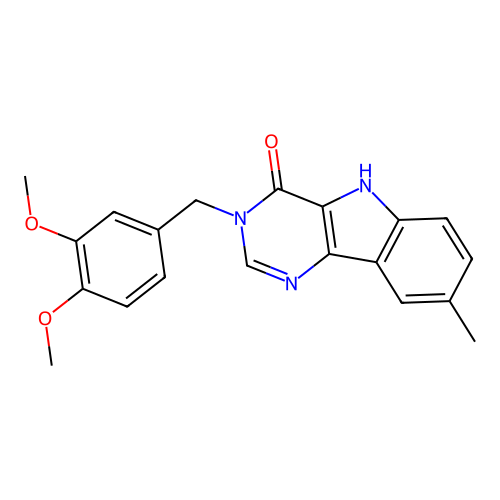 3-(3,4-dimethoxybenzyl)-8-methyl-3H-pyrimido[5,4-b]indol-4(5H)-one structure