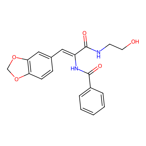 (2Z)-3-(2H-1,3-benzodioxol-5-yl)-N-(2-hydroxyethyl)-2-(phenylformamido)prop-2-enamide structure