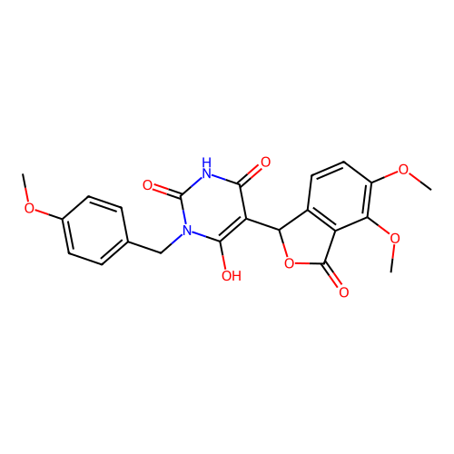 5-(4,5-dimethoxy-3-oxo-1,3-dihydroisobenzofuran-1-yl)-6-hydroxy-1-(4-methoxybenzyl)pyrimidine-2,4(1H,3H)-dione structure