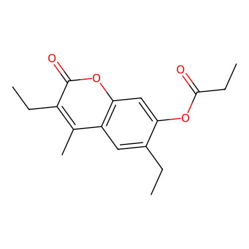 3,6-diethyl-4-methyl-2-oxo-2H-chromen-7-yl propionate structure