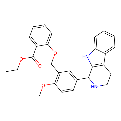 ethyl 2-((2-methoxy-5-(2,3,4,9-tetrahydro-1H-pyrido[3,4-b]indol-1-yl)benzyl)oxy)benzoate structure