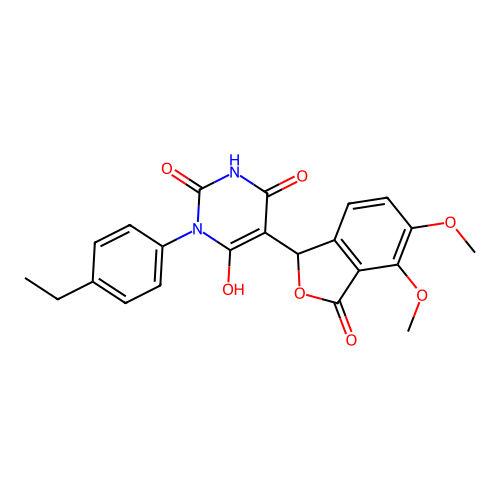 5-(4,5-dimethoxy-3-oxo-1,3-dihydroisobenzofuran-1-yl)-1-(4-ethylphenyl)-6-hydroxypyrimidine-2,4(1H,3H)-dione structure