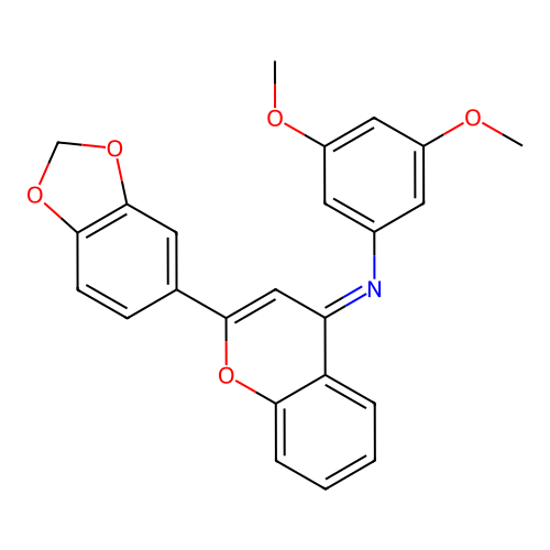 (E)-N-(2-(benzo[d][1,3]dioxol-5-yl)-4H-chromen-4-ylidene)-3,5-dimethoxyaniline structure