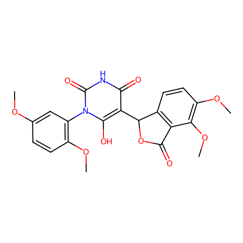 5-(4,5-dimethoxy-3-oxo-1,3-dihydroisobenzofuran-1-yl)-1-(2,5-dimethoxyphenyl)-6-hydroxypyrimidine-2,4(1H,3H)-dione structure