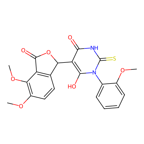 5-(4,5-dimethoxy-3-oxo-1,3-dihydroisobenzofuran-1-yl)-6-hydroxy-1-(2-methoxyphenyl)-2-thioxo-2,3-dihydropyrimidin-4(1H)-one structure