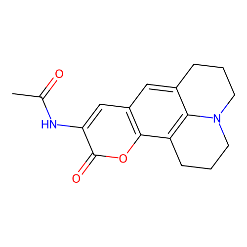 N-(11-oxo-2,3,5,6,7,11-hexahydro-1H-pyrano[2,3-f]pyrido[3,2,1-ij]quinolin-10-yl)acetamide structure