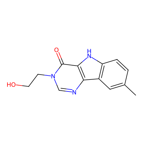 3-(2-hydroxyethyl)-8-methyl-3H-pyrimido[5,4-b]indol-4(5H)-one structure