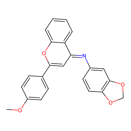 (E)-N-(2-(4-methoxyphenyl)-4H-chromen-4-ylidene)benzo[d][1,3]dioxol-5-amine structure