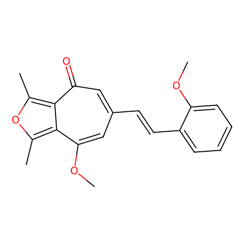 (E)-8-methoxy-6-(2-methoxystyryl)-1,3-dimethyl-4H-cyclohepta[c]furan-4-one structure