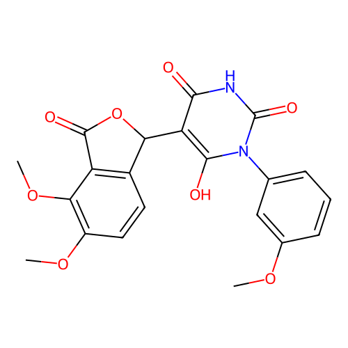 5-(4,5-dimethoxy-3-oxo-1,3-dihydroisobenzofuran-1-yl)-6-hydroxy-1-(3-methoxyphenyl)pyrimidine-2,4(1H,3H)-dione structure