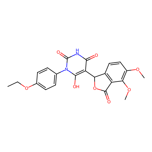 5-(4,5-dimethoxy-3-oxo-1,3-dihydroisobenzofuran-1-yl)-1-(4-ethoxyphenyl)-6-hydroxypyrimidine-2,4(1H,3H)-dione structure