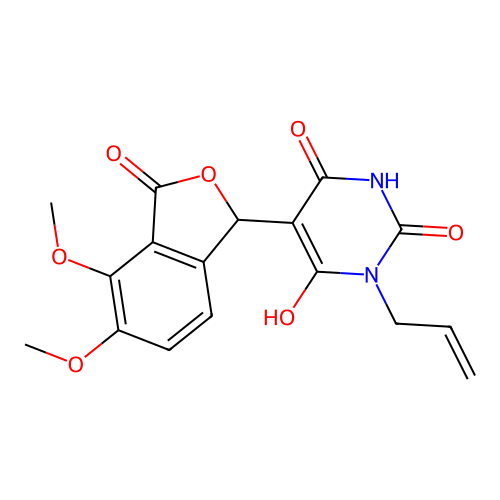 1-allyl-5-(4,5-dimethoxy-3-oxo-1,3-dihydroisobenzofuran-1-yl)-6-hydroxypyrimidine-2,4(1H,3H)-dione structure