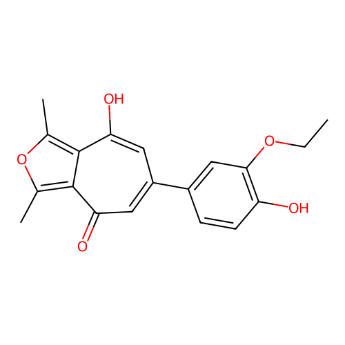 6-(3-ethoxy-4-hydroxyphenyl)-8-hydroxy-1,3-dimethyl-4H-cyclohepta[c]furan-4-one structure