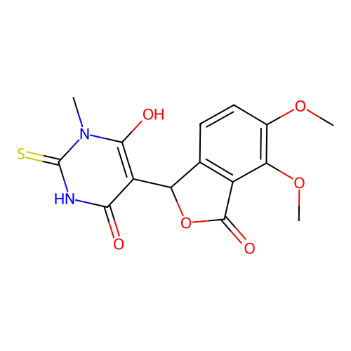 5-(4,5-dimethoxy-3-oxo-1,3-dihydroisobenzofuran-1-yl)-6-hydroxy-1-methyl-2-thioxo-2,3-dihydropyrimidin-4(1H)-one structure