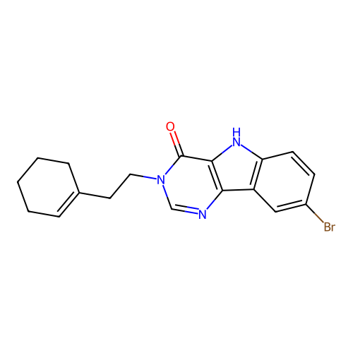 8-bromo-3-(2-(cyclohex-1-en-1-yl)ethyl)-3H-pyrimido[5,4-b]indol-4(5H)-one structure