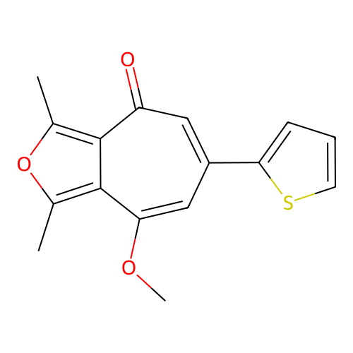 4-Methoxy-1,3-dimethyl-6-thiophen-2-yl-8-cyclohepta[c]furanone structure