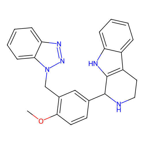 1-[3-(benzotriazol-1-ylmethyl)-4-methoxyphenyl]-2,3,4,9-tetrahydro-1H-pyrido[3,4-b]indole structure