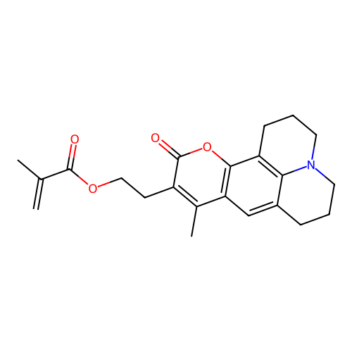 2-(9-methyl-11-oxo-2,3,5,6,7,11-hexahydro-1H-pyrano[2,3-f]pyrido[3,2,1-ij]quinolin-10-yl)ethyl methacrylate structure