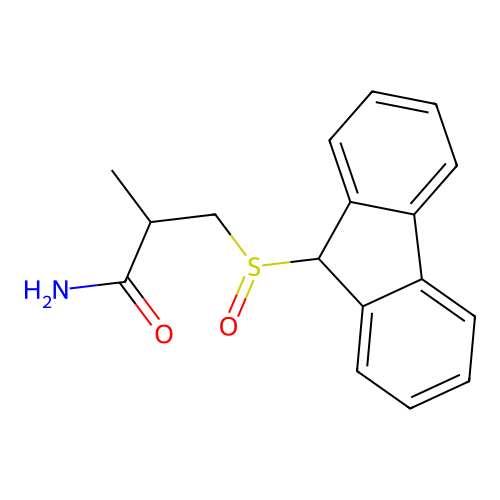 3-(9H-fluoren-9-ylsulfinyl)-2-methylpropanamide structure