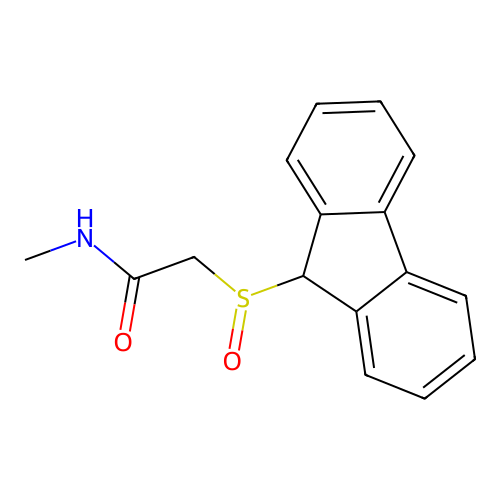 2-(9H-fluoren-9-ylsulfinyl)-N-methylacetamide structure