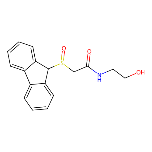 2-(9H-fluoren-9-ylsulfinyl)-N-(2-hydroxyethyl)acetamide structure