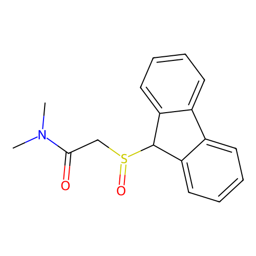 2-(9H-fluoren-9-ylsulfinyl)-N,N-dimethylacetamide structure