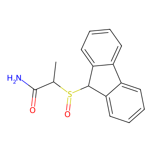 2-(9H-fluoren-9-ylsulfinyl)propanamide structure