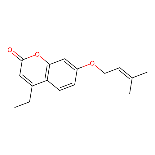4-ethyl-7-((3-methylbut-2-en-1-yl)oxy)-2H-chromen-2-one structure