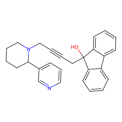 9-(4-(2-(pyridin-3-yl)piperidin-1-yl)but-2-yn-1-yl)-9H-fluoren-9-ol structure