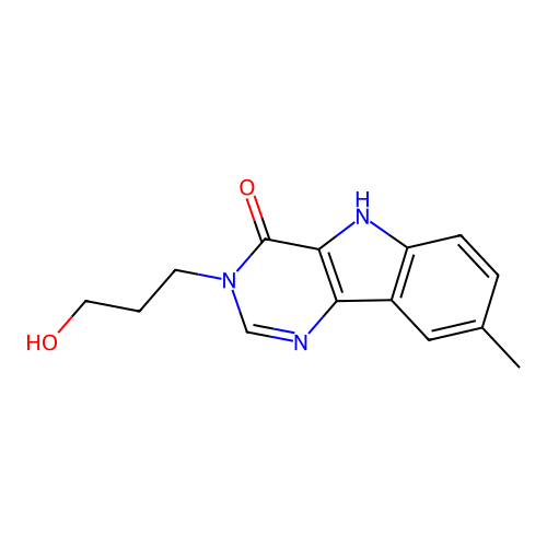 3-(3-hydroxypropyl)-8-methyl-3H-pyrimido[5,4-b]indol-4(5H)-one structure