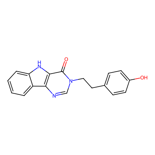 3-(4-hydroxyphenethyl)-3H-pyrimido[5,4-b]indol-4(5H)-one structure